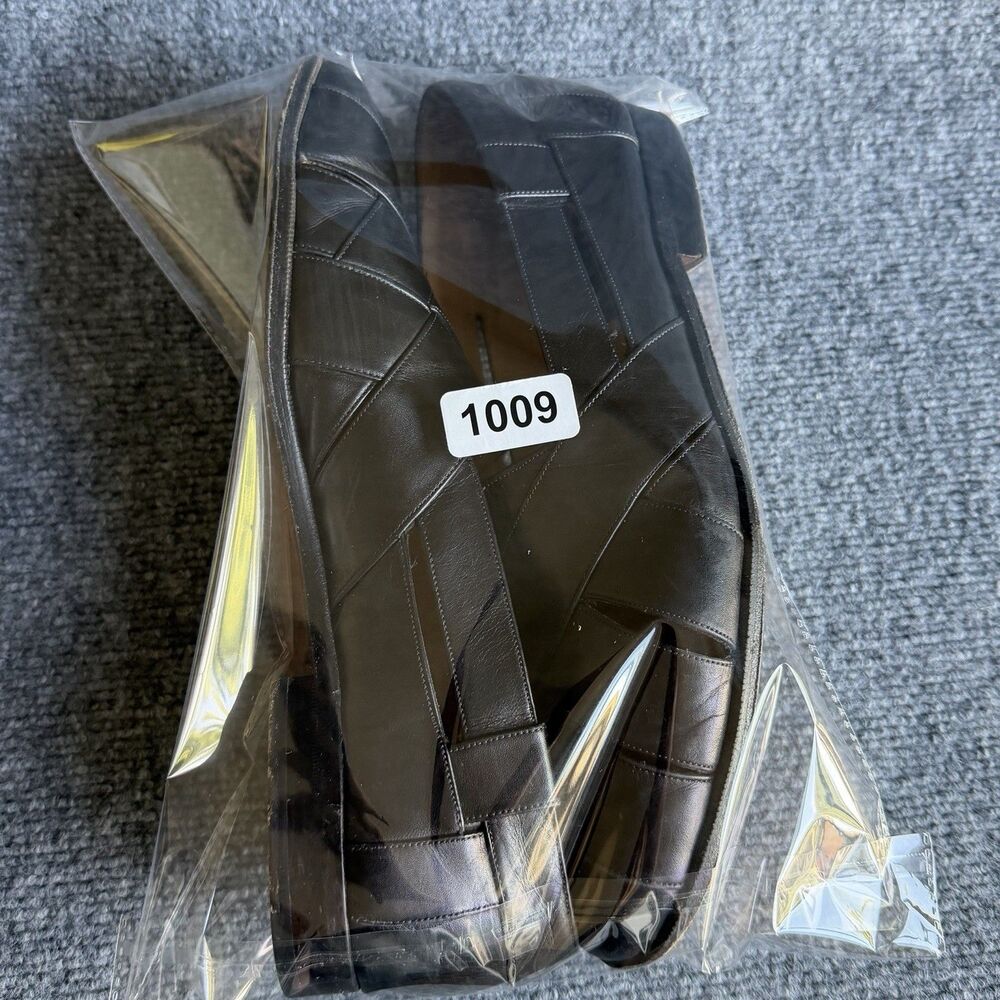 Brassboot Made in Spain Fisherman Shoes Mens 10 M Black Leather Woven Slip On - Picture 15 of 15